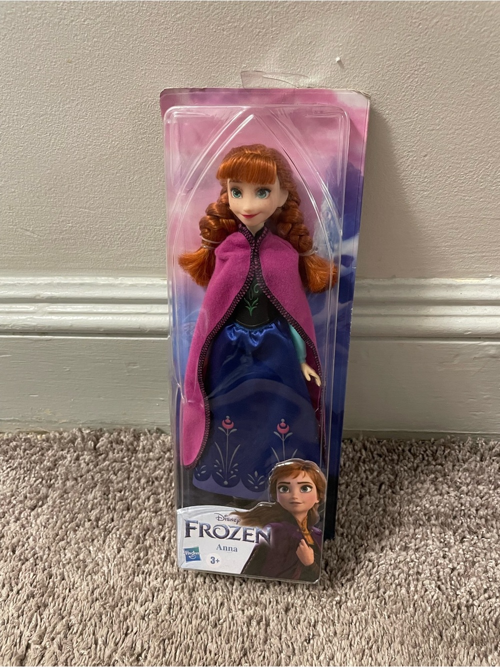 Disney Anna Doll with Pink Cape and Blue Dress